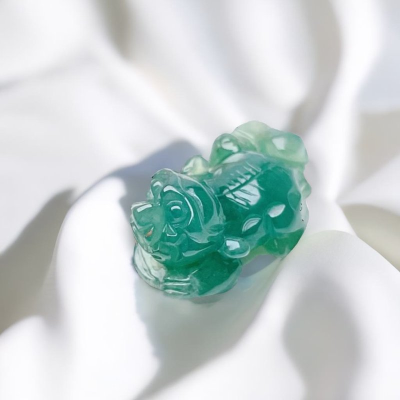 【招财神兽】冰绿种翡翠貔貅吊饰 | 天然缅甸玉翡翠A货 | 送礼 - 吊饰 - 玉石 绿色