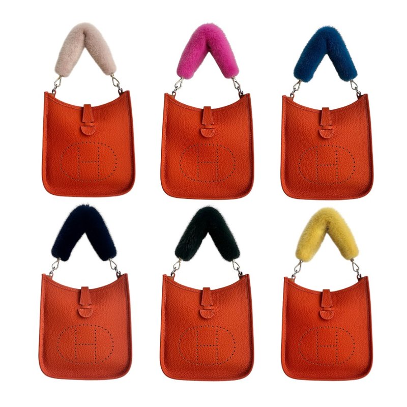 6 色顶级欧洲貂皮真毛皮手提带，适用于手提包、手机 - 钥匙链/钥匙包 - 其他材质 