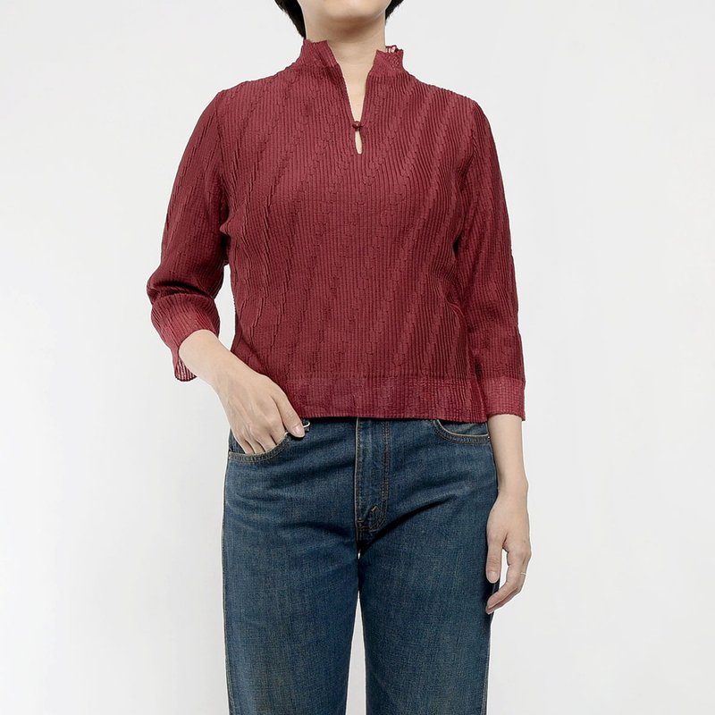 Pleats 褶衣 / Vintage 古着 - 女装上衣 - 其他材质 红色