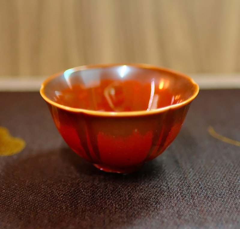 柴烧茶杯 - 铁红花茶杯 - 陶艺 - 陶 