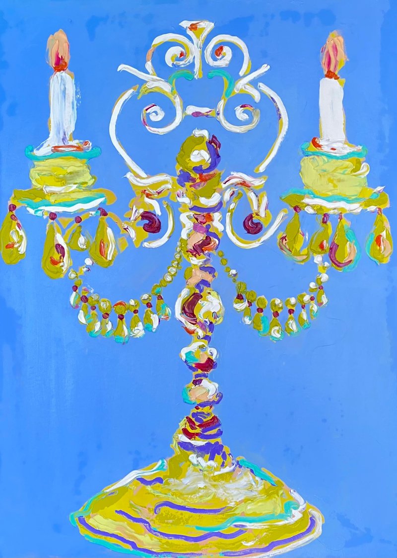 现代烛台原创油画墙饰抽象艺术 - 墙贴/壁贴 - 其他材质 蓝色