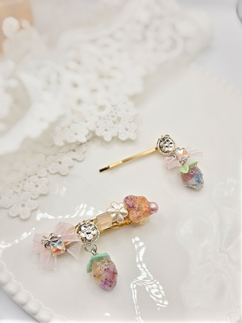 果香丰收 草莓系列 一字发夹弹簧发夹  | 植椛。饰 小众设计品牌 - 发饰 - 树脂 多色