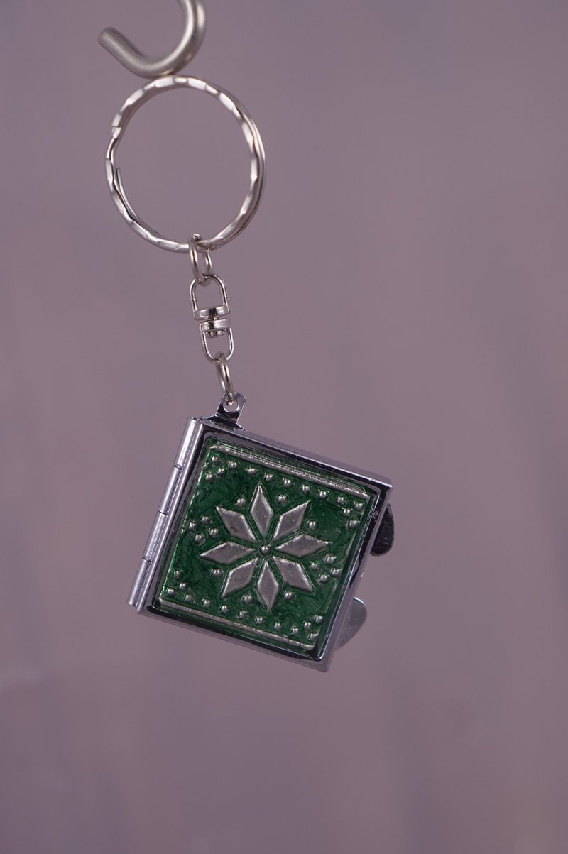 锡雕多用途方型镜盒钥匙圈1 - 钥匙链/钥匙包 - 其他材质 银色