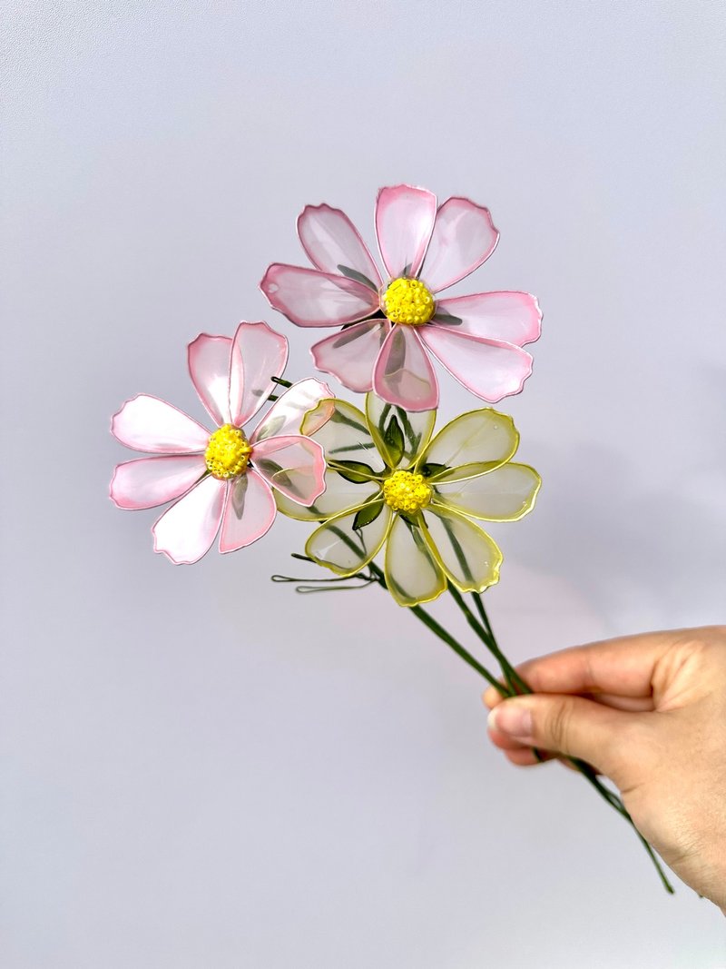 波斯菊 - 珍珠梦幻色 水晶花 疗愈摆饰 - 干燥花/捧花 - 树脂 多色