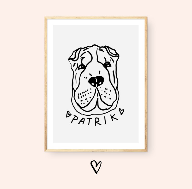 Custom dog portrait (DIGITAL FILE)  Funny handdrawn pet portrait - 订制画像 - 其他材质 白色