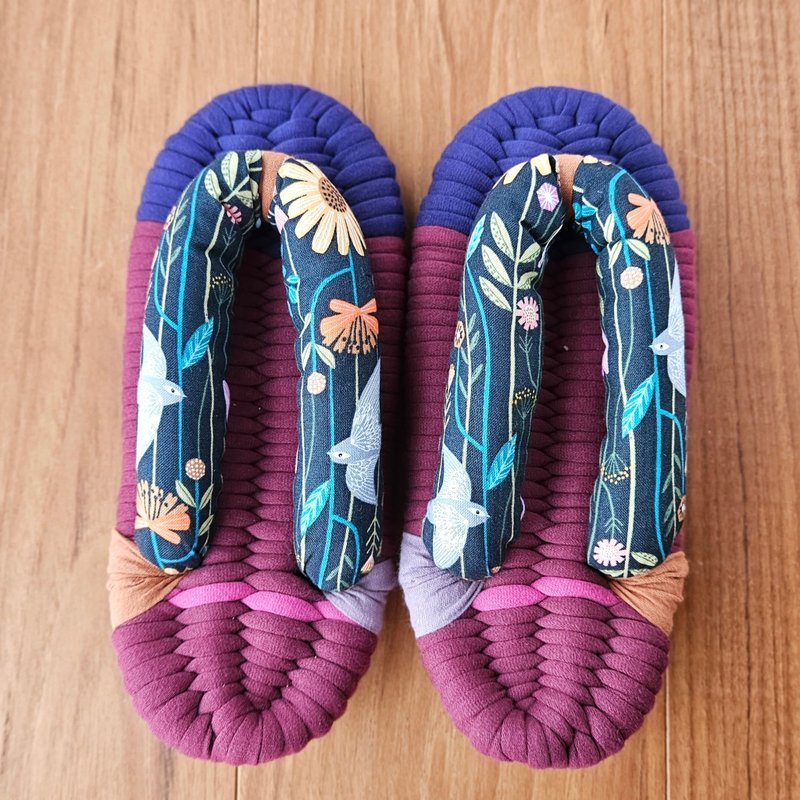 布料佐里成人色 - 室内拖鞋 - 棉．麻 紫色