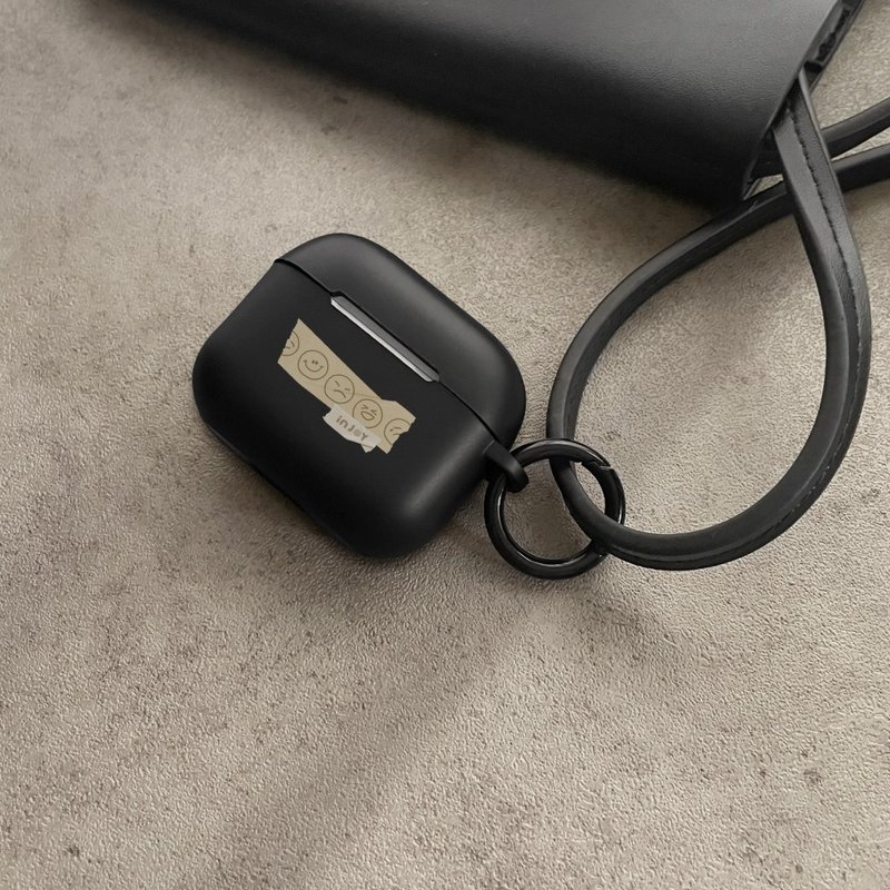 AirPods2/AirPods Pro/AirPods4 心情好 磨砂防摔保护壳 含扣环 - 耳机收纳 - 塑料 黑色