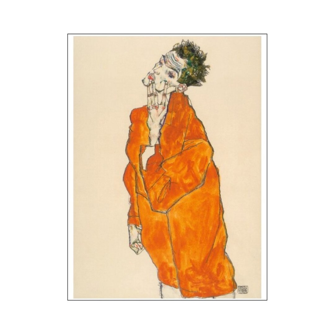 【艺术挂画】Egon Schiele | Self-Portrait in orange Jacket - 海报/装饰画/版画 - 纸 