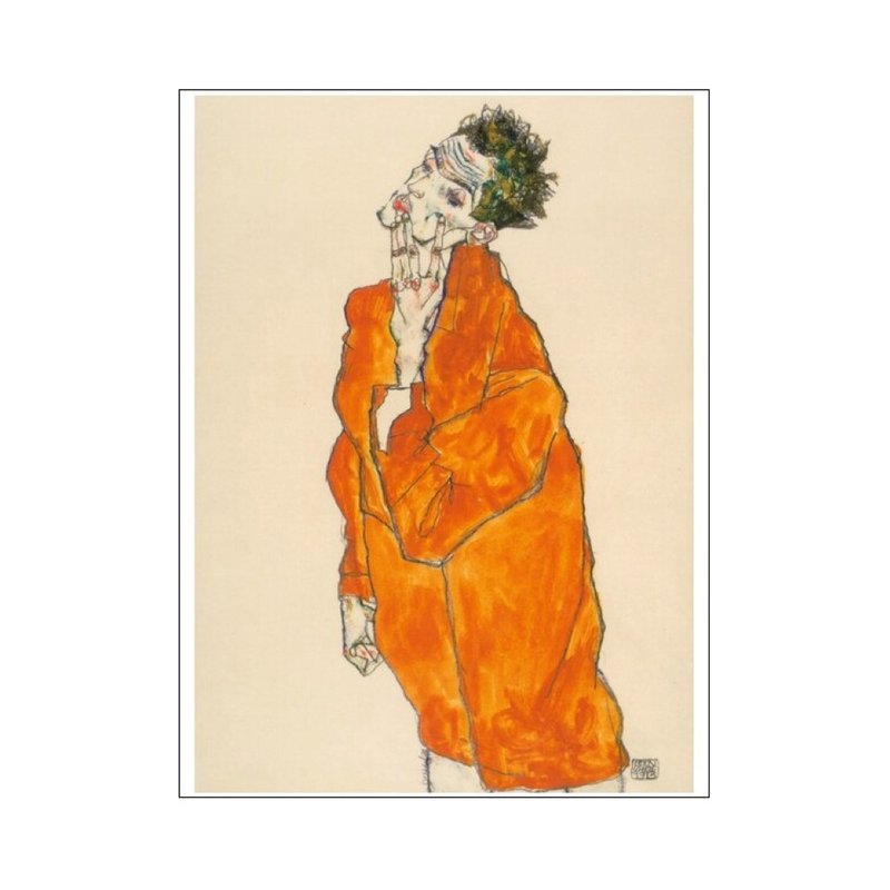 【艺术挂画】Egon Schiele | Self-Portrait in orange Jacket - 海报/装饰画/版画 - 纸 