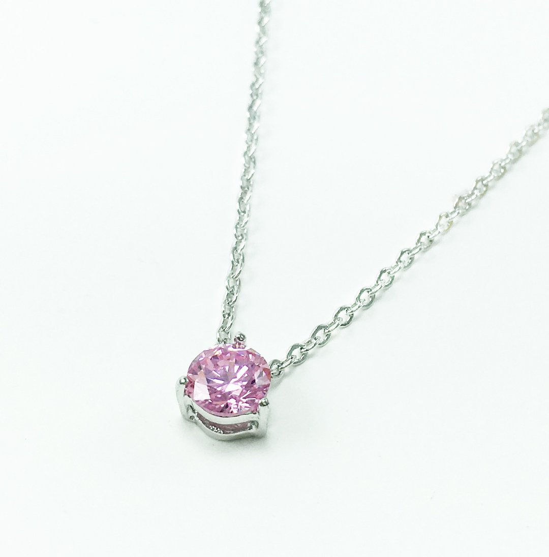 诞生石系列/十月份/粉红碧玺 PINK TOURMALINE/项链/生日礼 - 项链 - 半宝石 白色