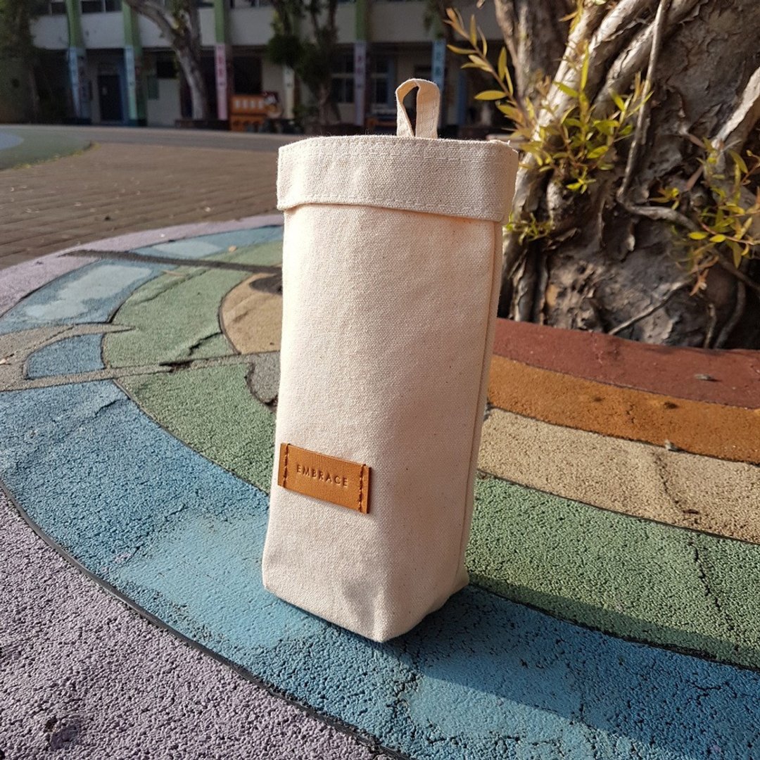 原色胚布挂袋/壁挂/花袋/手工皮革烙印 - 收纳用品 - 棉 