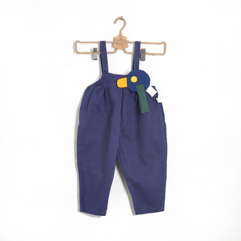 BIR童装 | 插画风吊带裤 (黄/宝蓝) - 童装裤 - 棉．麻 多色