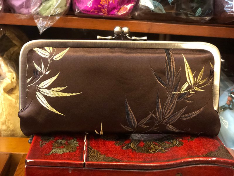 台湾制多功能竹叶长夹,肩背,斜背,手拿口金包 - 皮夹/钱包 - 丝．绢 多色