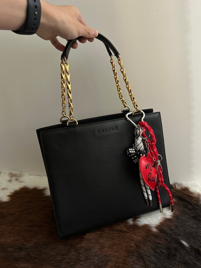 中古包 CELINE 赛琳 鱼骨链 黑色 托特包 - 手提包/手提袋 - 真皮 黑色