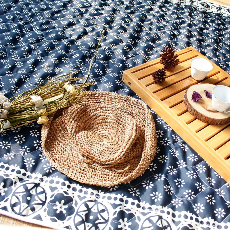 乡村风系列铺棉野餐垫/地垫/沙滩垫(南法香颂) - 野餐垫 - 棉．麻 蓝色