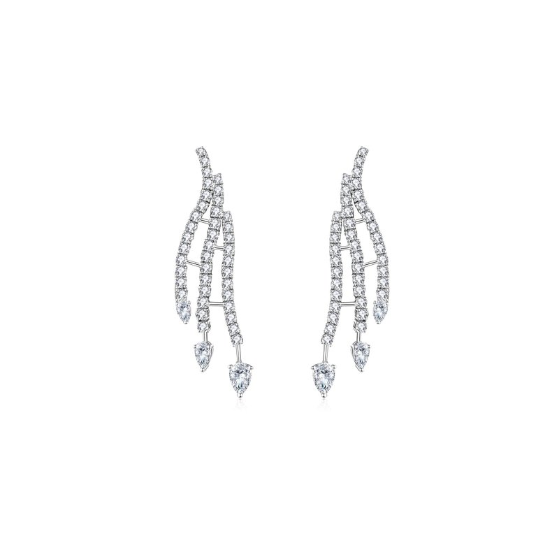 流光CZ银耳环 – 绽放永恒美丽| Montresor Infini - 耳环/耳夹 - 银 银色