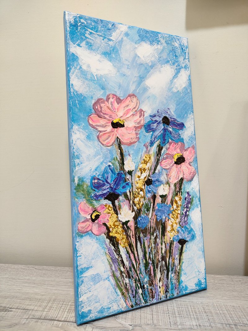 【春光花束】花束压克力画/无框画/挂画/原画/交换礼物/新年迎春 - 海报/装饰画/版画 - 棉．麻 