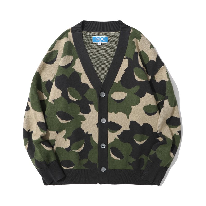 GOC Studio 全棉水仙花图案长袖针织外套 - 迷彩水仙花 - 女装针织衫/毛衣 - 棉．麻 