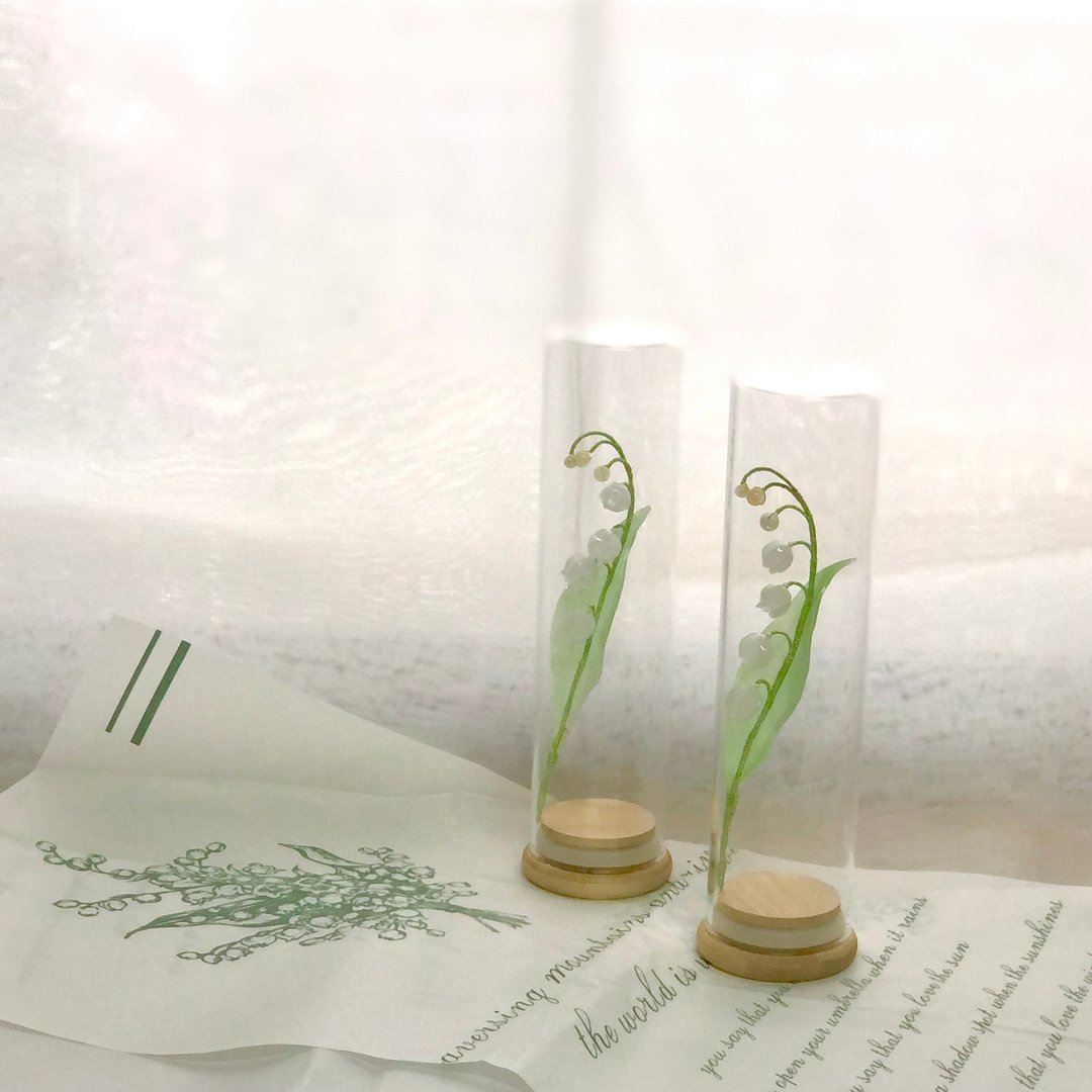【若桑】Le Muguet。铃兰花。拟真植物标本瓶。手造花饰。试管瓶 - 其他 - 玻璃 白色