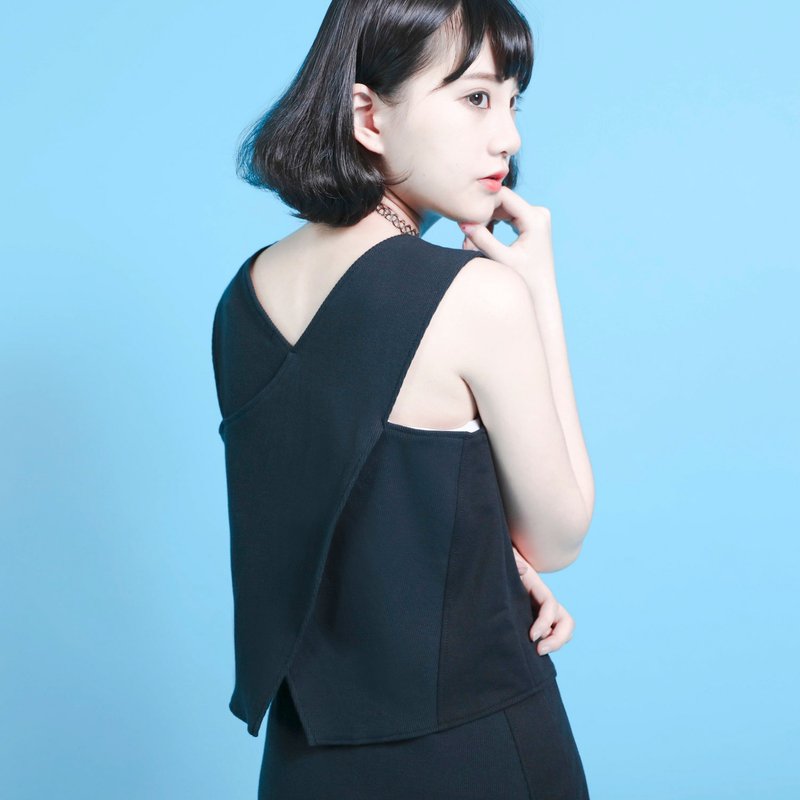 SU:MI said Compound 化合物罗纹造型背心_6SF013_黑 - 女装背心 - 棉．麻 黑色