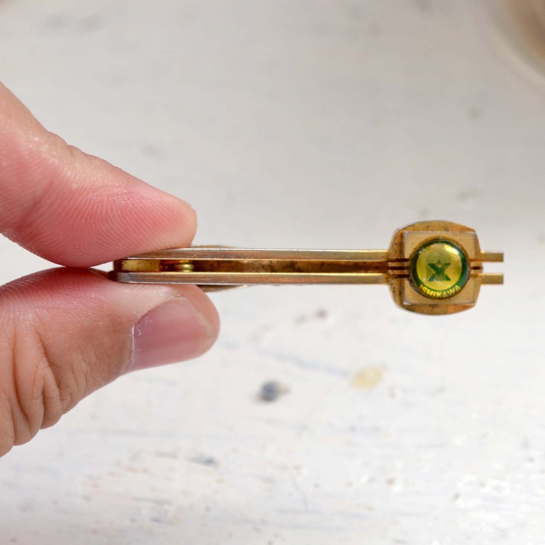 *古铜日本复古造型银链领带夹 高贵优雅日本二手古着珠宝首饰老件 - 领带/领带夹 - 其他金属 金色