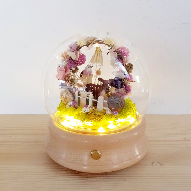 干燥花蓝牙喇叭 / 旋转水晶球系列 | Deer,Dear  - 扩音器/喇叭 - 植物．花 粉红色