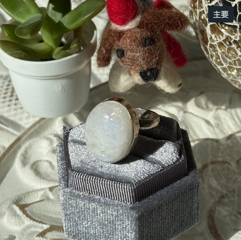 印度丨民族原石戒指系列-月光石 - 戒指 - 铜/黄铜 白色