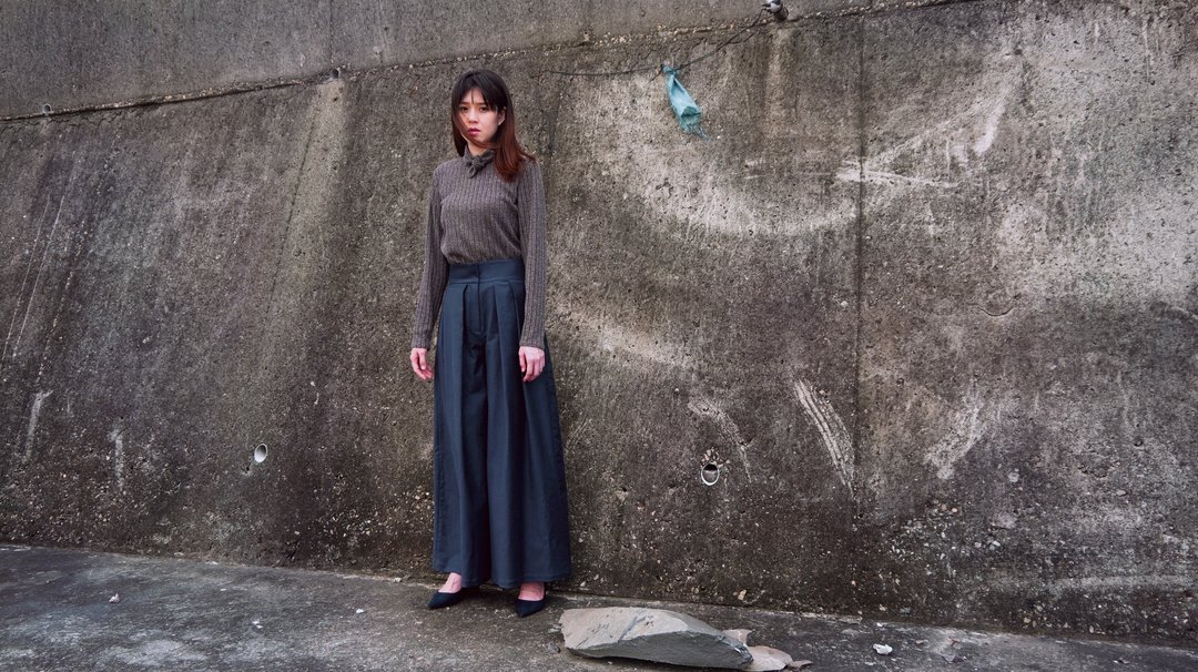 Liz 不对称宽版裤裙 - 女装长裤 - 其他材质 蓝色