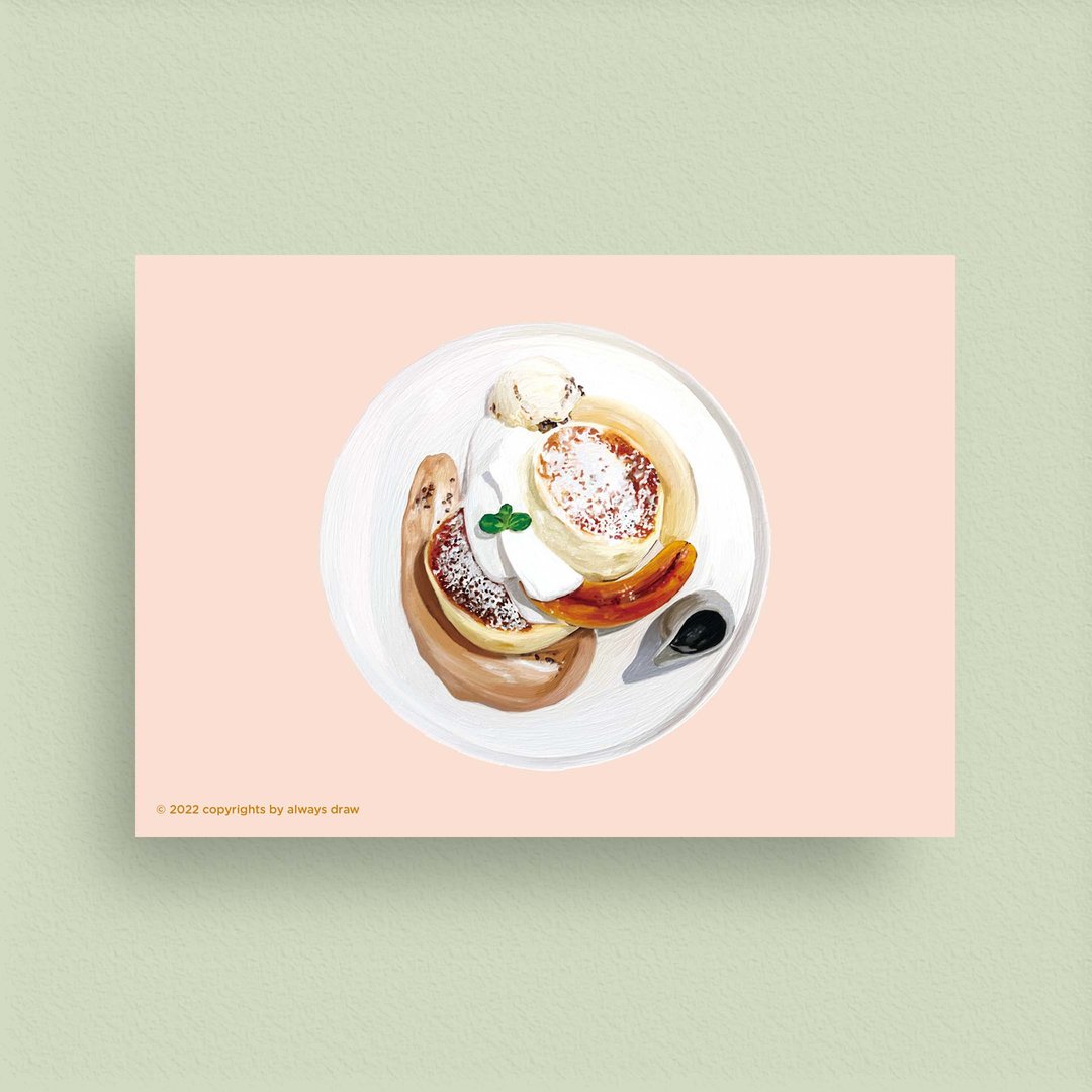 松饼明信片E - always eat 总绘吃系列 - 卡片/明信片 - 纸 粉红色