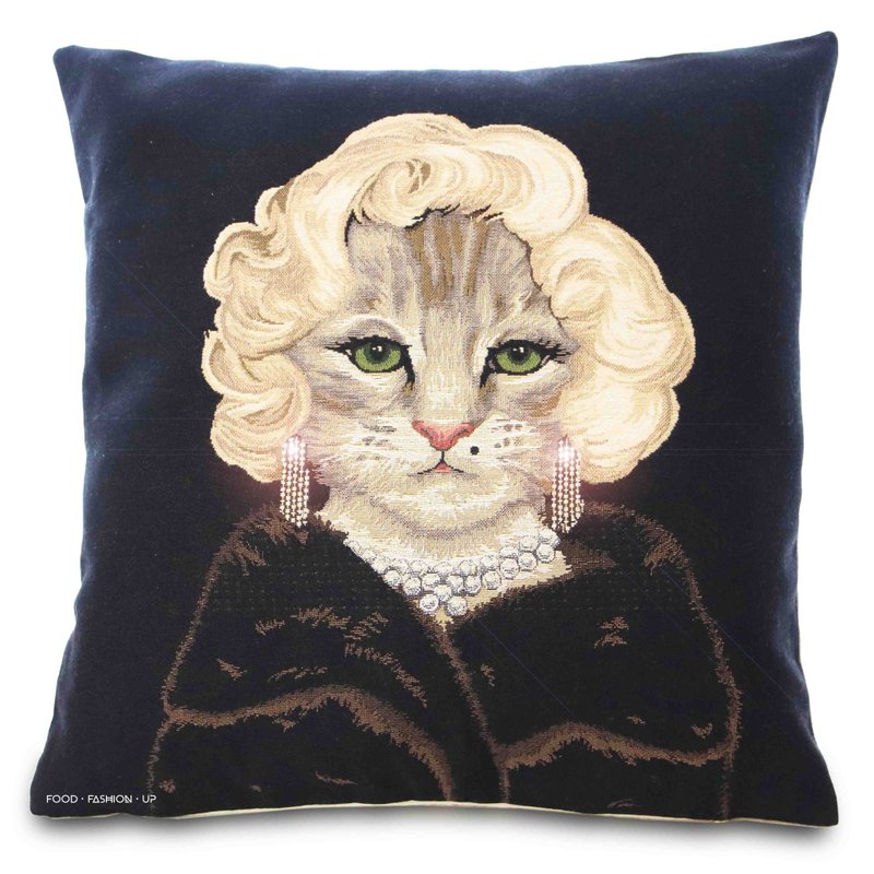 欧洲皇家缇花抱枕_玛丽莲梦露猫咪_限量1个 性感美猫 - 枕头/抱枕 - 棉．麻 