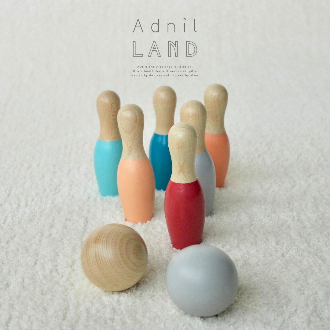 【日本 Adnil LAND】一起来玩！木头保龄球组 - 玩具/玩偶 - 木头 多色