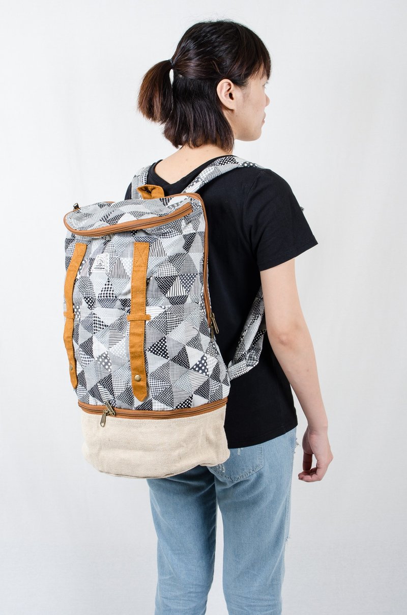 A Zipper大圆桶 布料NO.282 - 后背包/双肩包 - 棉．麻 