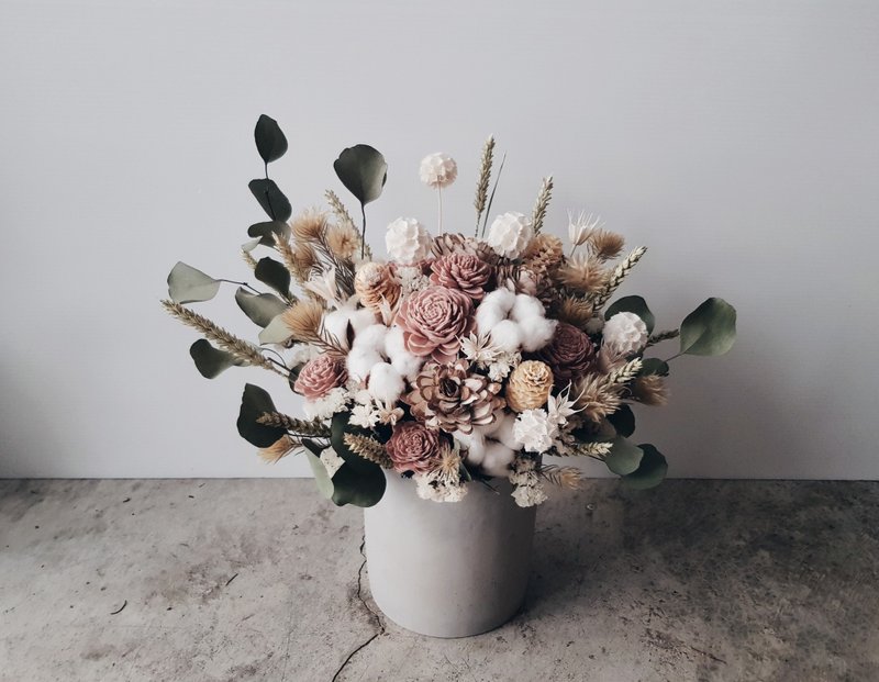 裸粉色系干燥水泥盆花│万用祝贺花礼│居家装饰│ - 干燥花/捧花 - 植物．花 粉红色