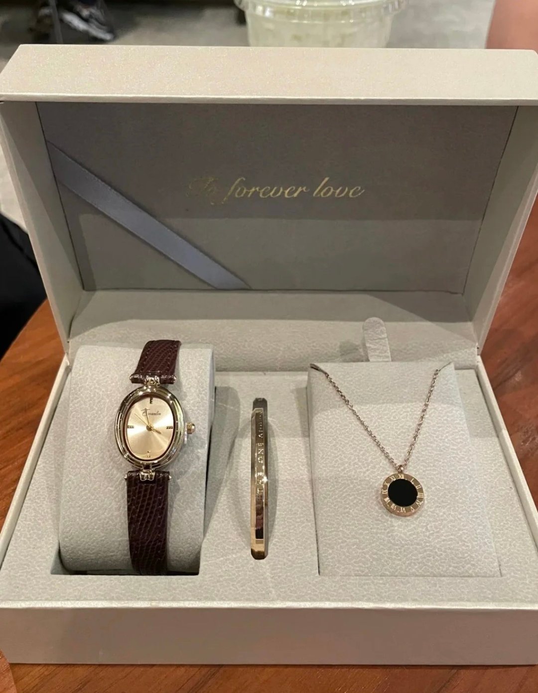 YuanPearl高級三件套禮物套裝復古手鐲吊墜手錶小眾設計中古 - 女表 - 贵金属 咖啡色