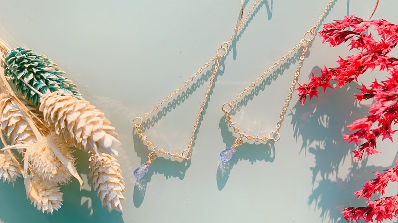 鹊星桥 - 耳环/耳夹 - 半宝石 紫色