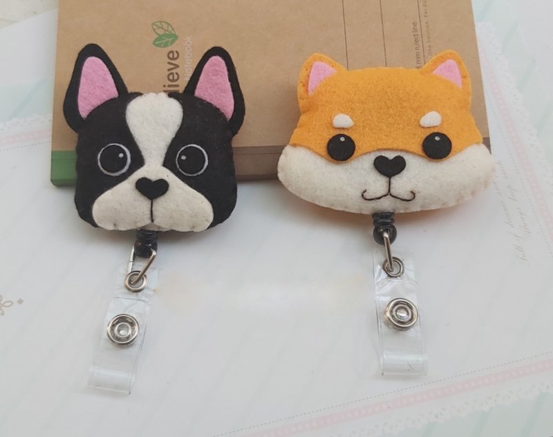 柴柴/法斗造型伸缩夹－识别证夹 易拉扣.票卡夹 - 证件套/卡套 - 聚酯纤维 