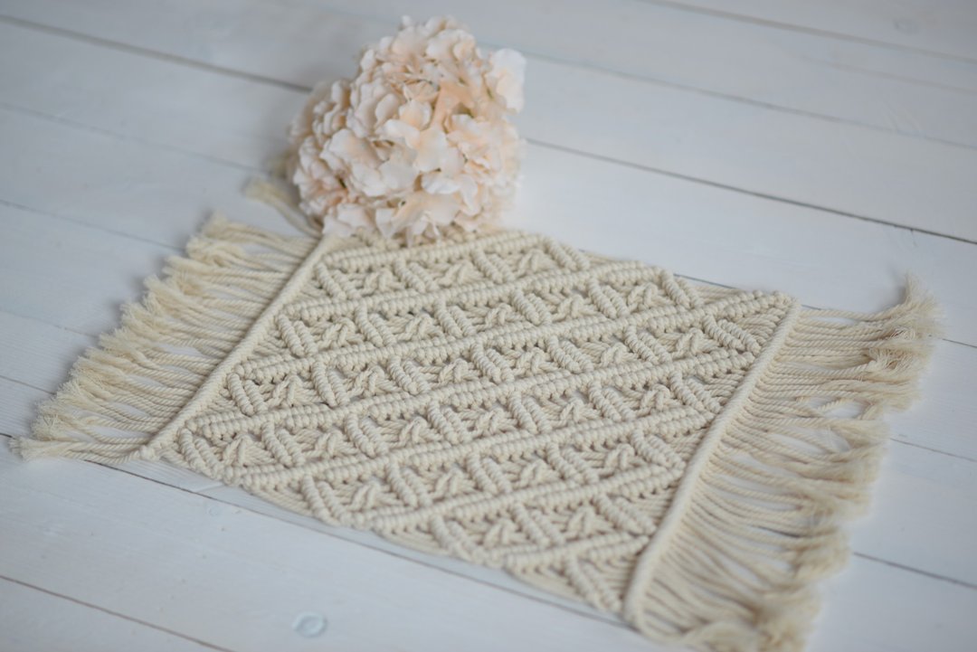 Newborn photo props, Macrame mat, Newborn Photography, Macrame blanket, Boho - 其他 - 绣线 白色
