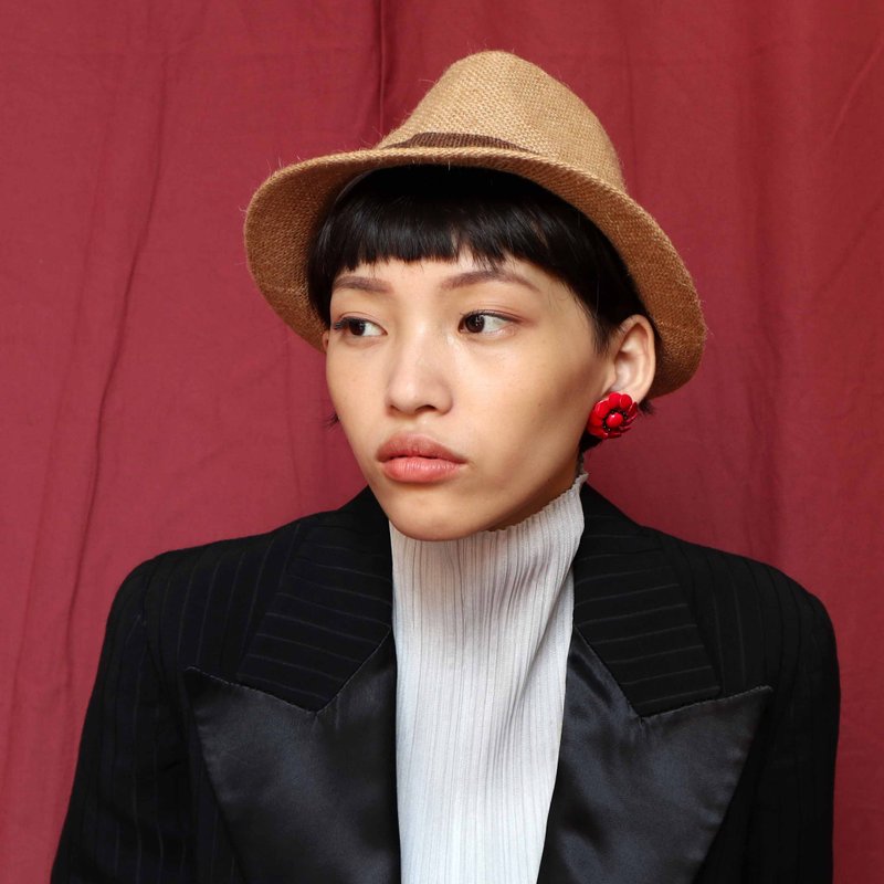 南瓜Vintage。古着 麻编 绅士帽 - 帽子 - 棉．麻 