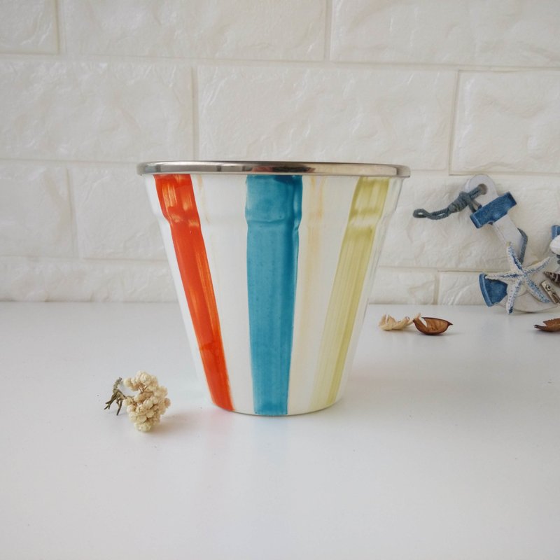 彩色条纹彩绘珐琅圣代杯 | 点心碗 附手作礼物包装 - 碗 - 珐琅 多色