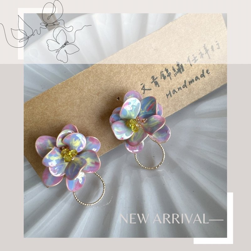 花 晕 耳饰 耳针耳夹 - 耳环/耳夹 - 其他材质 粉红色