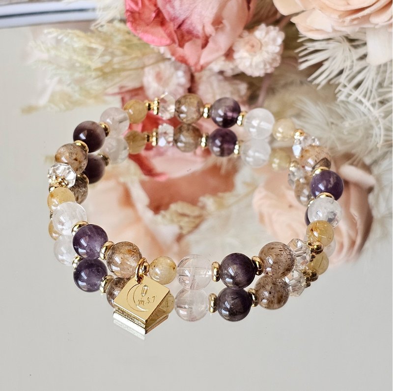 紫金流光 - 紫钛晶/紫极光 23/钛晶/雪花幽灵/新年手链/水晶手链 - 手链/手环 - 水晶 多色