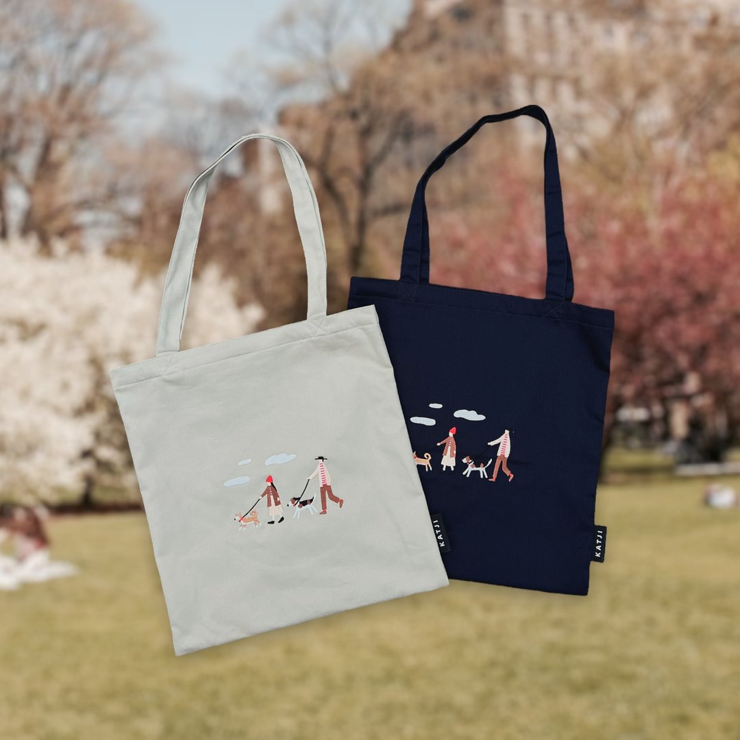 Tote Bag : Dog Walking - 其他 - 绣线 蓝色