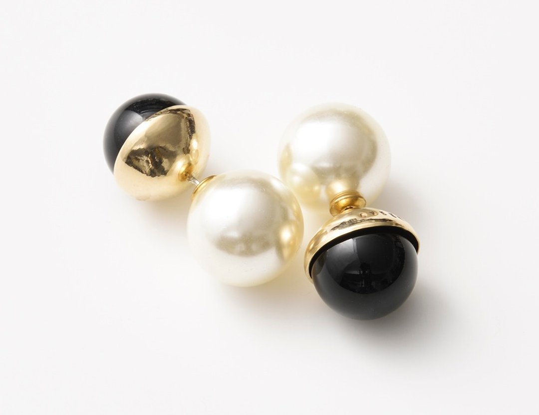 CP96 (Black Onyx) - 耳环/耳夹 - 其他金属 黑色