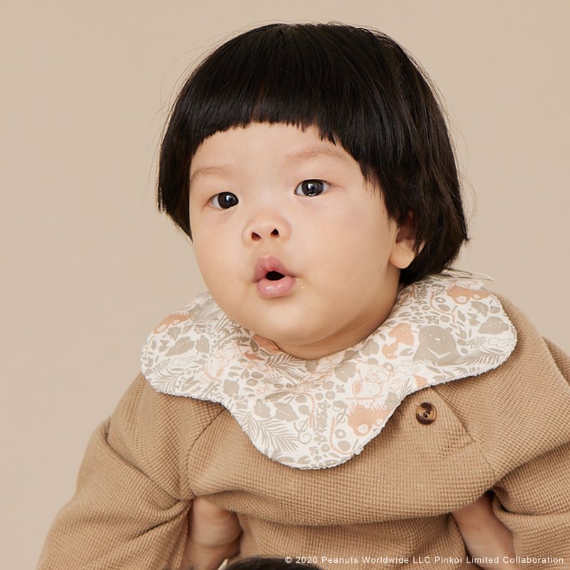 花瓣口水巾/限定花色/印花乐xPeanuts - 丛林游戏 - 围嘴/口水巾 - 棉．麻 卡其色