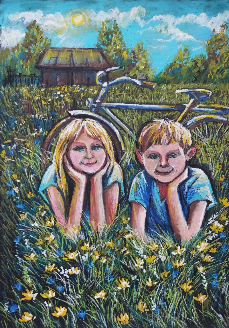 暑假儿童夏季绘画自然油画棒绘画艺术 - 墙贴/壁贴 - 纸 绿色