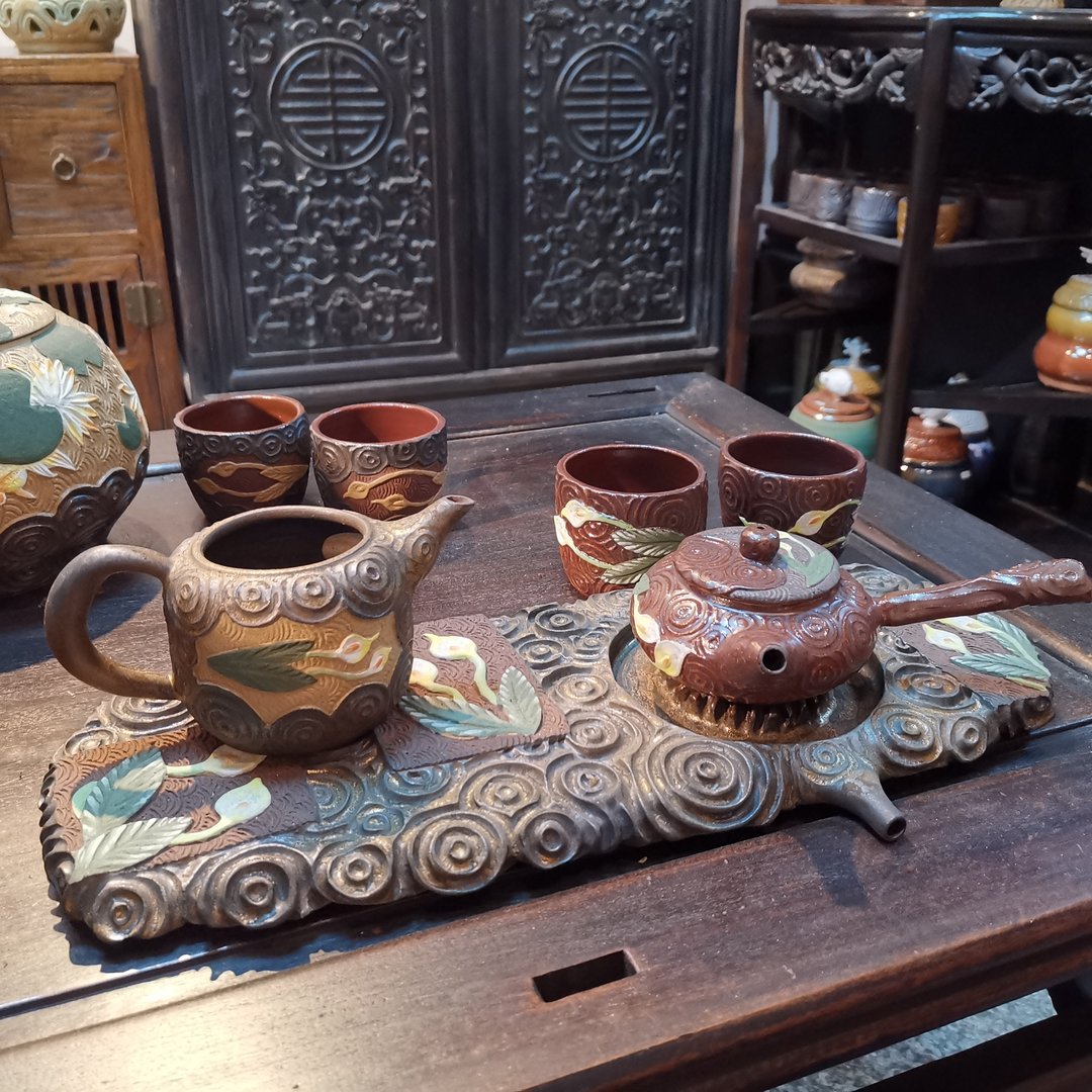 手工制作-花壶系列-海芋茶具套组 - 茶具/茶杯 - 陶 