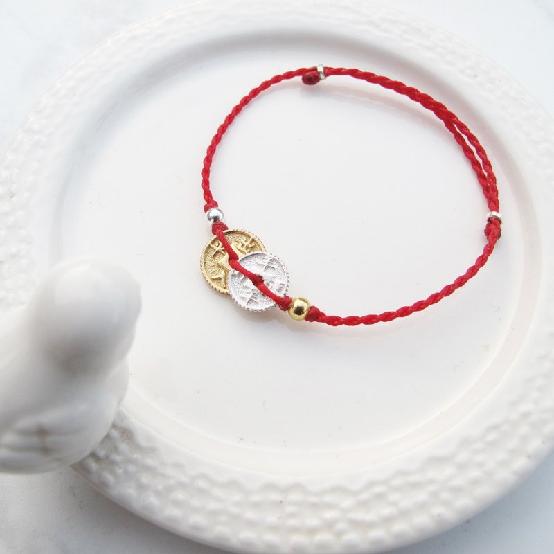 【手编蜡绳】出入平安 |避邪保平安 小孩纯银蜡绳手链| 大员囡仔 - 手链/手环 - 纯银 多色