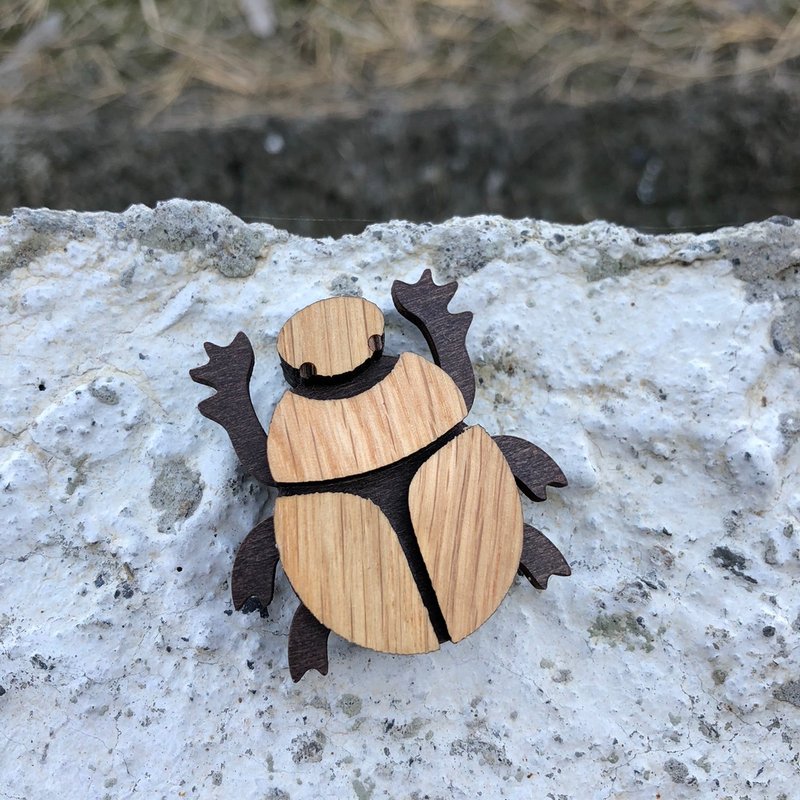 粪金龟不崩溃磁铁 木制甲虫 - 冰箱贴/磁贴 - 木头 咖啡色