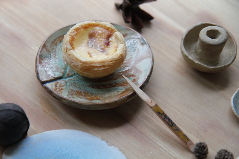 无花果叶形置物小碟/盘 - 盘子/餐盘/盘架 - 陶 绿色