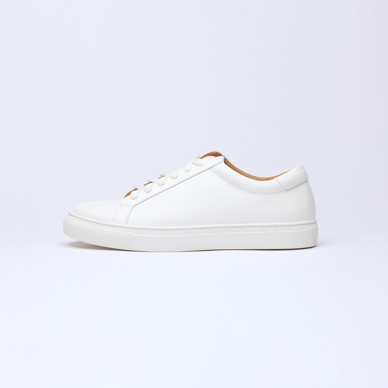 台湾手工真皮男生小白鞋(M05) - 男款休闲鞋 - 真皮 白色